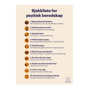 Plakater 50x70 cm - Sjekkliste for psykisk beredskap (5 stk)