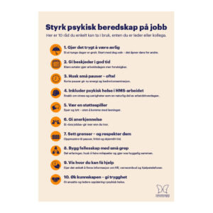 Plakater 50x70 cm - Psykisk beredskap for arbeidsplassen (5 stk)